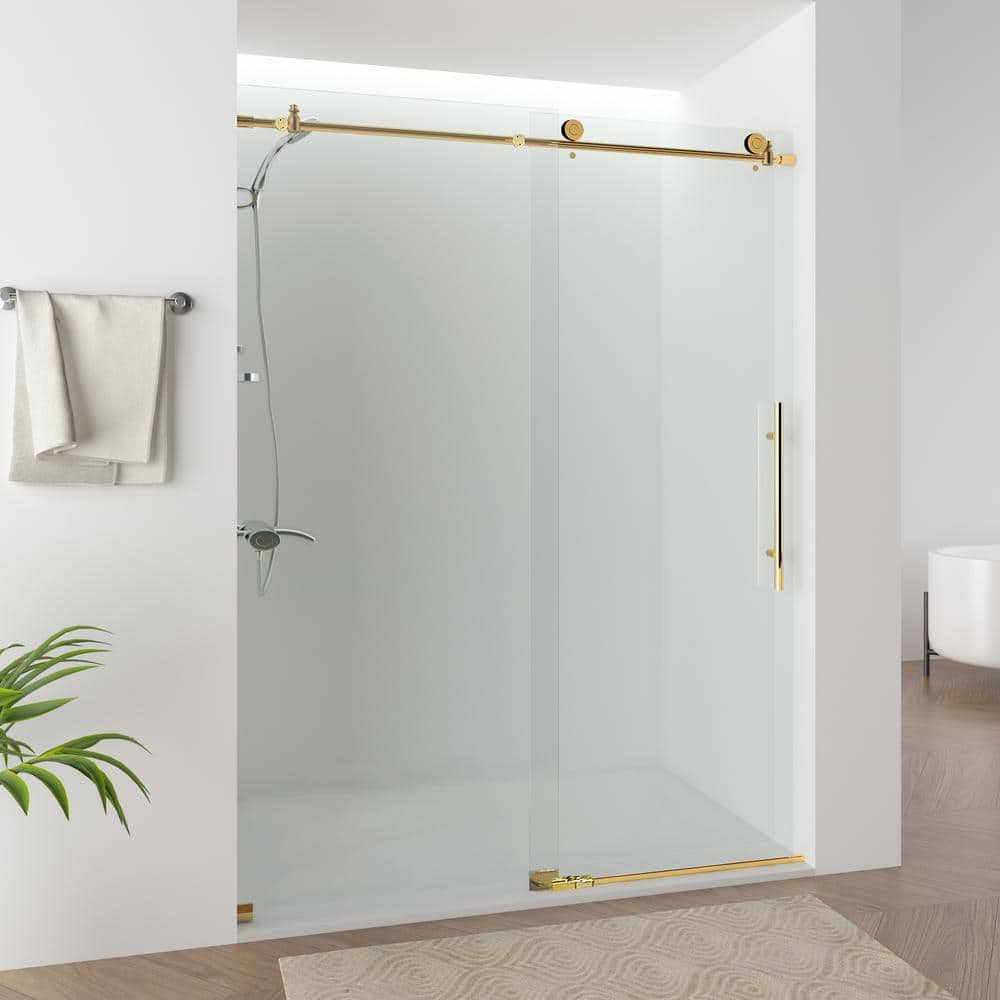 60'' x 76'' Frameless Clear Tempered Glass Sliding Shower Door