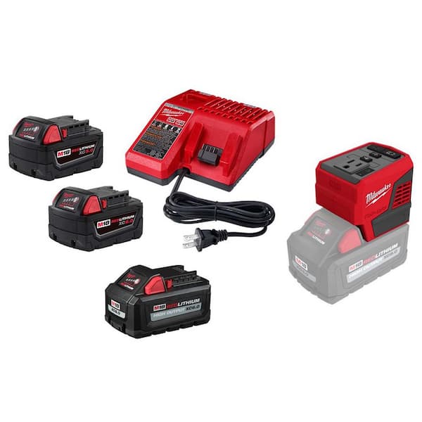 M18 18-Volt Lith-Ion 175-Watt Powered Compact Inverter for M18 Batteries w/ (3) Battery & Charger