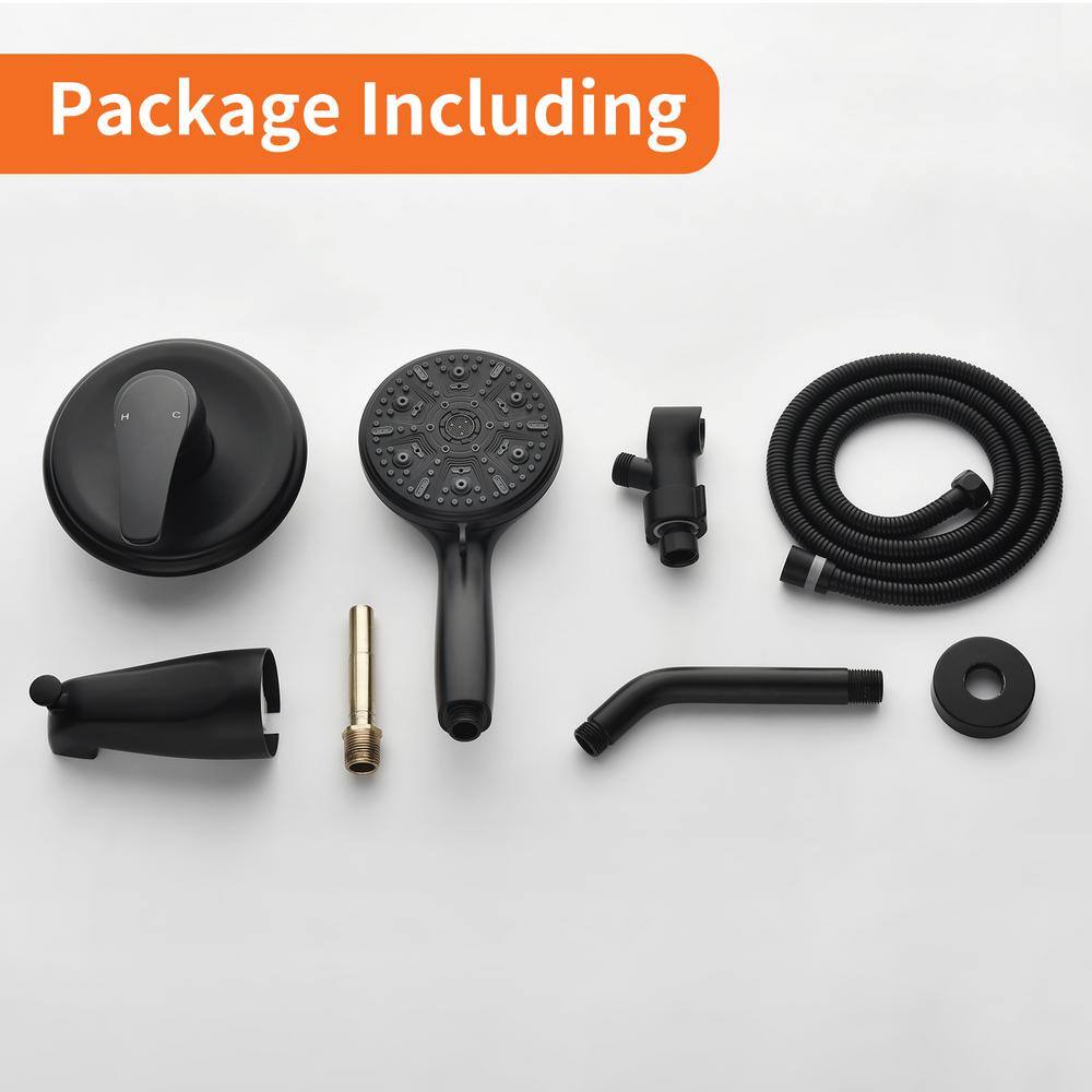 Matte Black Brass Wall Mounted Rain Handheld Shower System