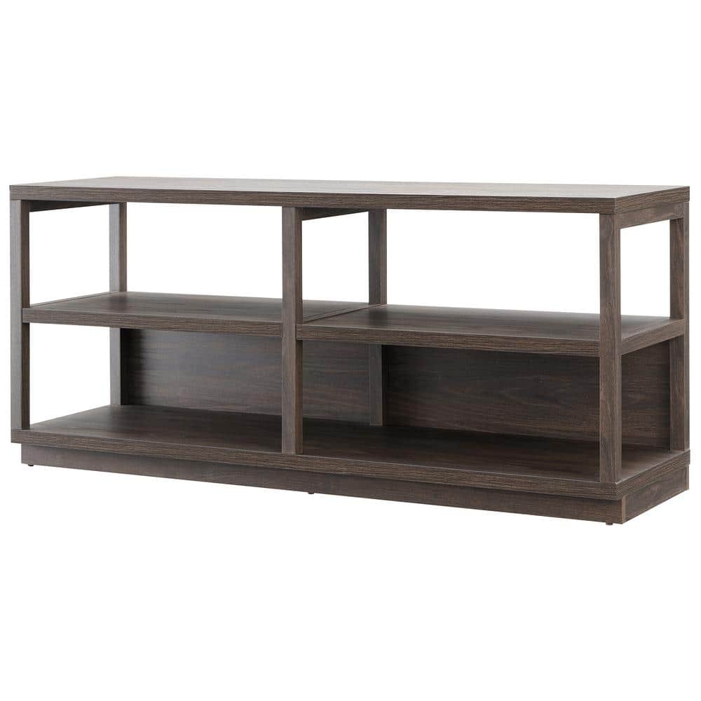 Thalia Modern 55" Alder Brown Wood TV Stand with Open Shelves