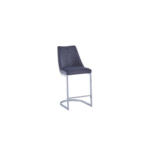 Best Quality Furniture Sulma 2pc Dark Gray velvet Chrome Legs (Set of 2) Chairs.