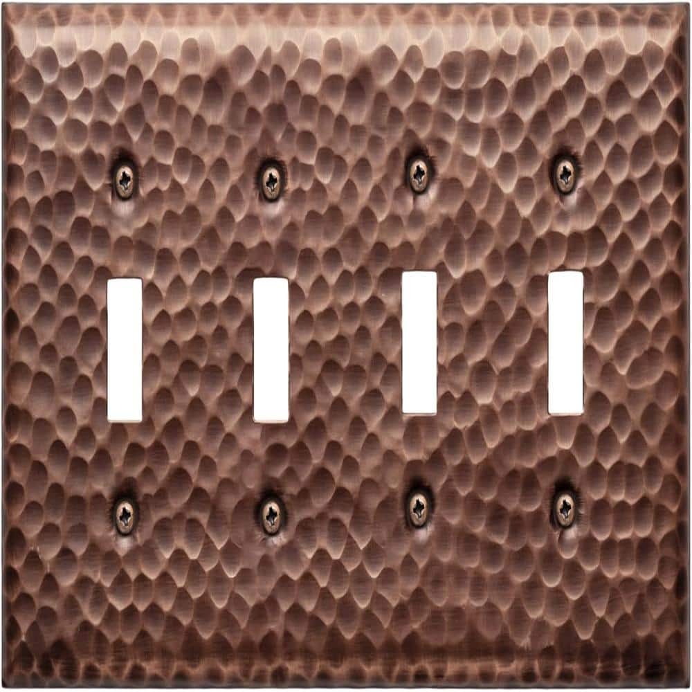 Hand Hammered 4-Gang Antique Copper Finish Quad Switch / Toggle Metal Wall Plate price history on PriceWatchPro