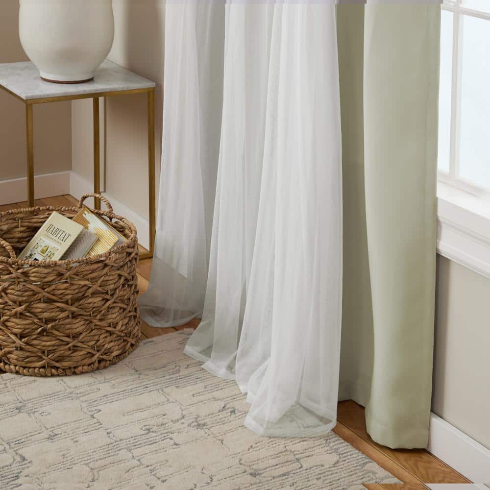 Sand and Cloud Gray Blackout Sheer Grommet Window Panel Pair