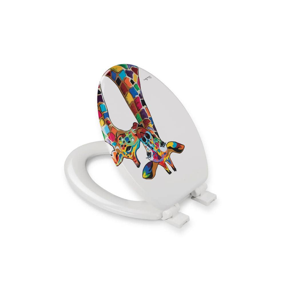 Colorful Giraffes Design Soft Close Elongated Toilet Seat