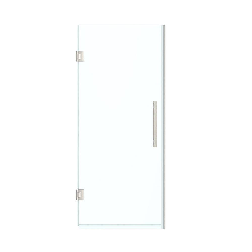 Tampa-Pro Satin Nickel Frameless Alcove Shower Kit with Tempered Glass