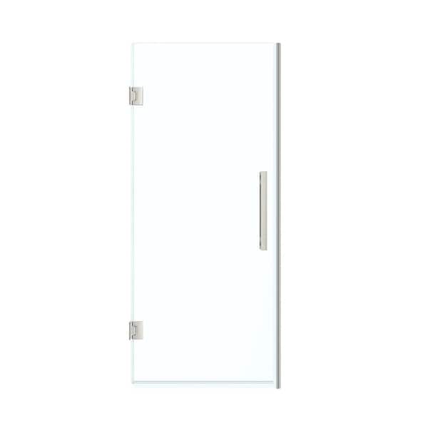 Tampa-Pro 24 1/8 in. - 24 11/16 in. W x 72 in. H Pivot Frameless Shower in Satin Nickel