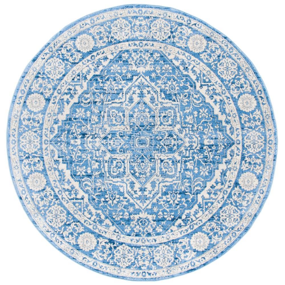 Brentwood Ivory/Navy 5 ft. x 5 ft. Distressed Border Medallion Round Area Rug price history on PriceWatchPro