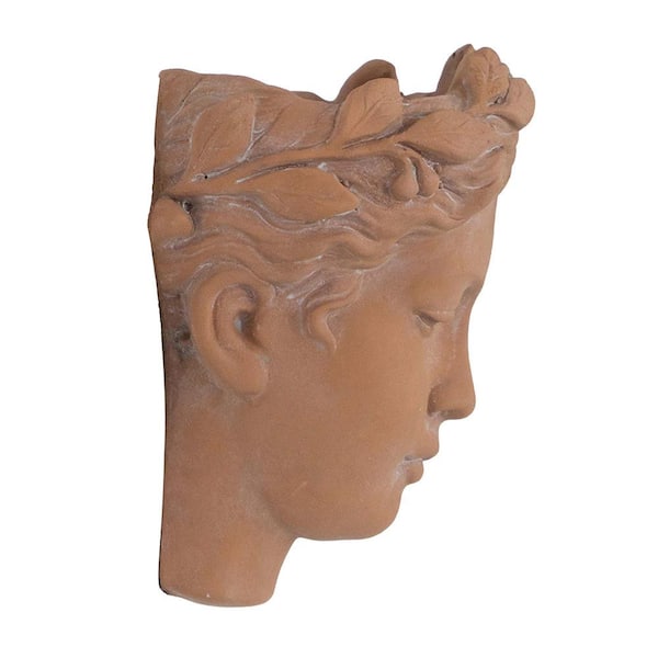 7 in. x 5.5 in. x 9 in. Brown Concrete Visage Head Bust Planter Raised Garden Bed