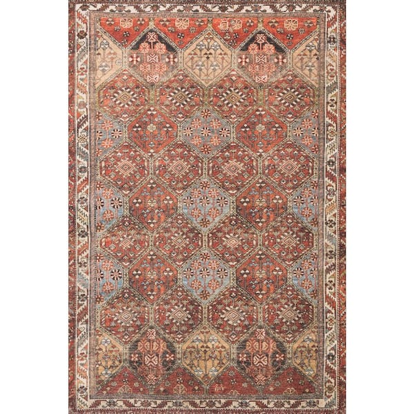 LOLOI II Loren Spice/Multi 8 ft. 4 in. x 11 ft. 6 in. Distressed Bohemian Printed Area Rug