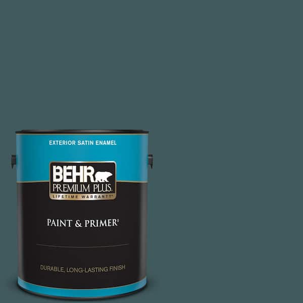 BEHR PREMIUM PLUS 1 gal. #510F-7 Teal Forest Satin Enamel Exterior Paint & Primer