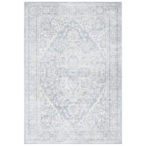 SAFAVIEH Brentwood Light Gray/Ivory 2 ft. x 4 ft. Distressed Border Medallion Area Rug