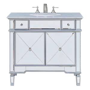 Timeless Home 36 in. W Single Bathroom Vanity in Clear Mirror with Vanity Top in White with White Basin
