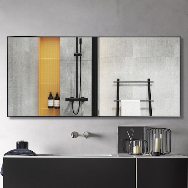 NEUTYPE 71 in. x 31 in. Oversized Modern Rectangle Metal Framed Bathroom Vanity Mirror
