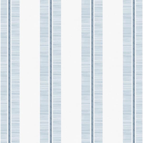 40.5 sq. ft. Blue Skies Beach Towel Stripe Vinyl Peel and Stick Wallpaper Roll