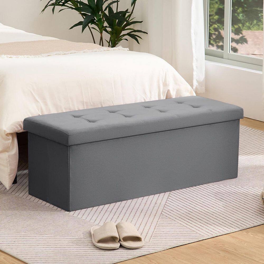 43 in. W Gray Velvet Bedroom Bench with Large Storage Space price history on PriceWatchPro