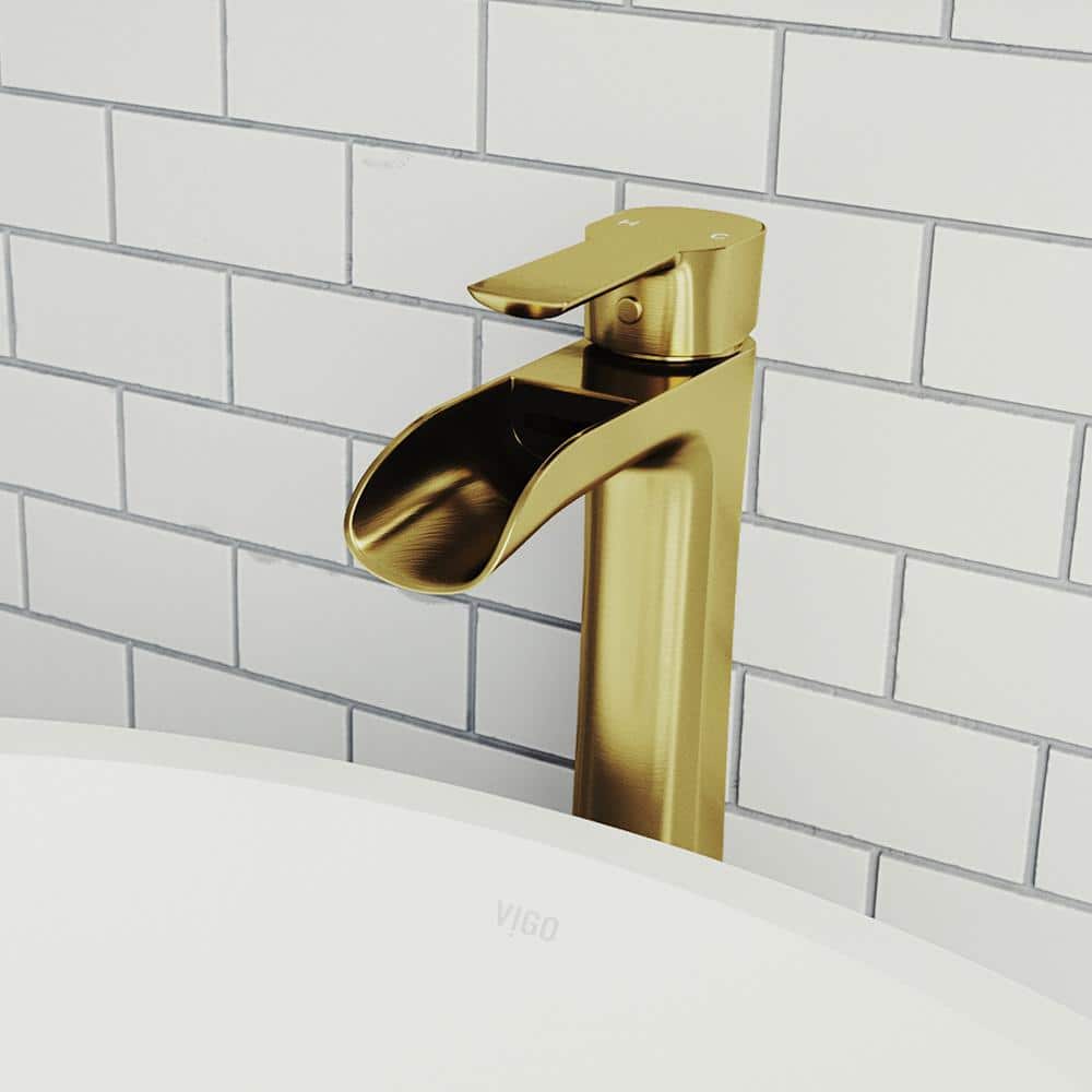 Niko 10.5" Waterfall Vessel Bathroom Faucet in Matte Gold
