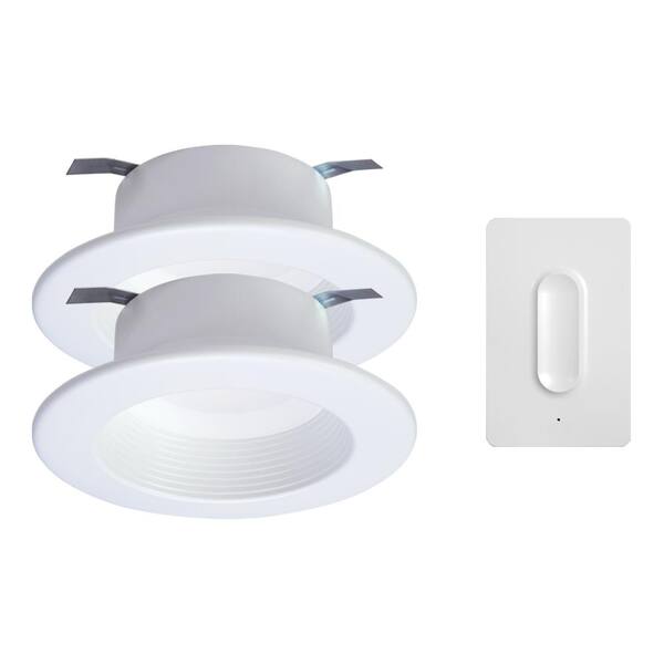 HALO 4 in. Tunable CCT Bluetooth Smart Integrated LED White Recessed Light Trim, and Smart Bluetooth Dimmer Switch (2-Pack)