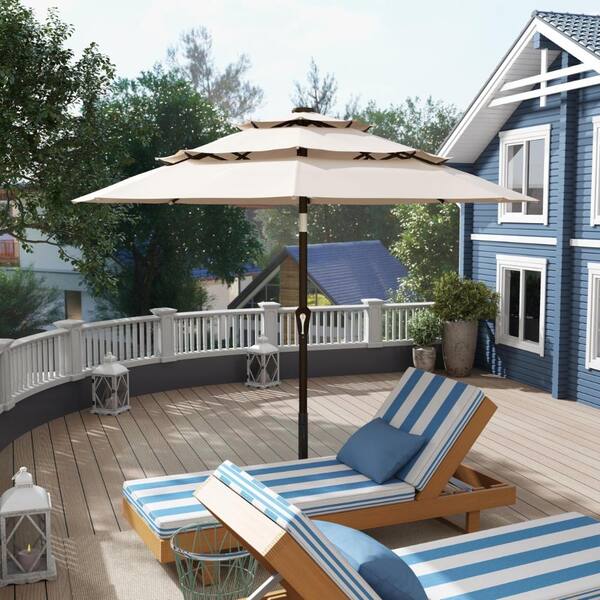 are patio umbrellas waterproof Outdoor Striped Umbrella Yellow Holiday Beach For Sand UV Protection Boho Fringe Umbrella Beach With Tilt Market Umbrella 5.9ft Portable Pool Umbrella For Garden Deck : Patio making it ideal for both residential and commercial locations 10ft Outdoor Patio Umbrella Waterproof