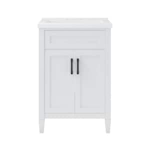 23.875 in. W x 18.125 in. D x 35.625 in. H Single Sink Freestanding Bath Vanity in White with White Vitreous China Top