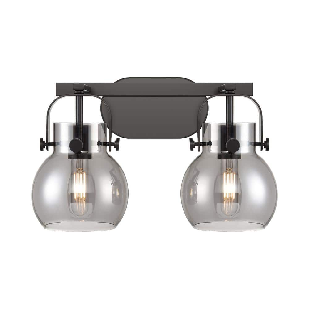 Pilaster II Sphere 17 in. 2-Light Matte Black Vanity Light with Black Glass Shade price history on PriceWatchPro