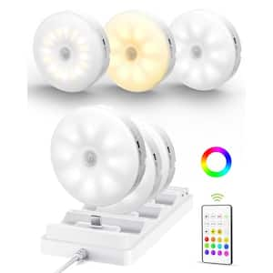 3.35 in. Wireless USB Charging White Integrated LED Linkable Battery Operated Under Cabinet Light-6 Pack