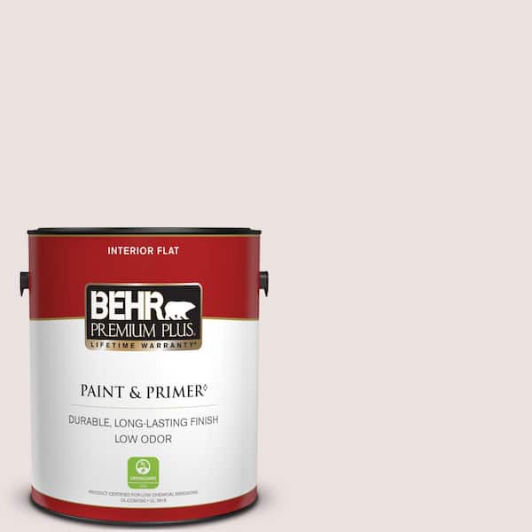 BEHR PREMIUM PLUS 1 gal. #130E-1 Glaze White Flat Low Odor Interior Paint & Primer