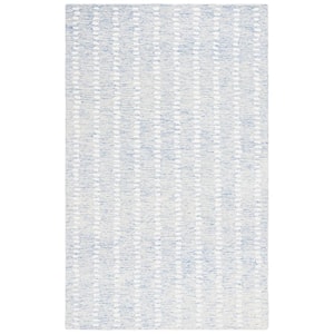 Abstract Blue/Ivory 4 ft. x 6 ft. Striped Stone Area Rug