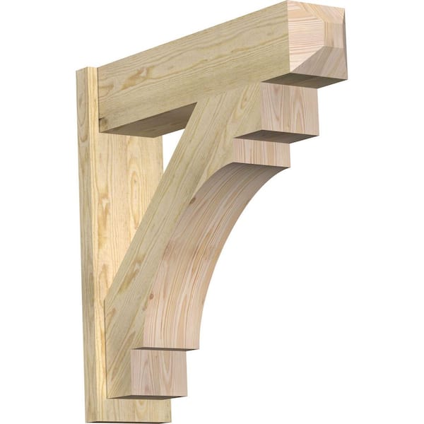 Ekena Millwork 8 in. x 32 in. x 32 in. Douglas Fir Merced Craftsman Rough Sawn Outlooker