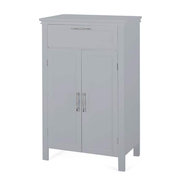 Noble House Tracey 23.75 in. W x 12.5 in. D x 39.75 in. H Gray MDF Bathroom Storage Linen Freestanding Cabinet