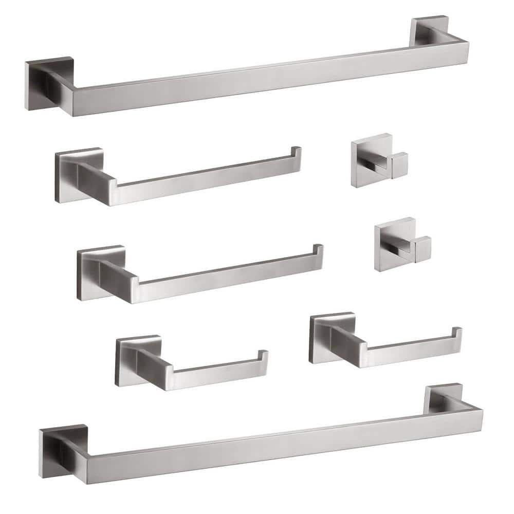 8-Piece Bathroom Hardware Set Stainless Steel Brush Nickel