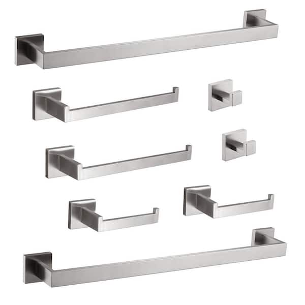 Adrinfly 8-Piece Bathroom Hardware Set Stainless Steel Brush Nickel