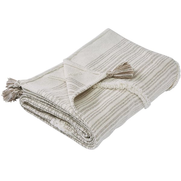 MODERN THREADS Yamilah Khaki Cotton Throw