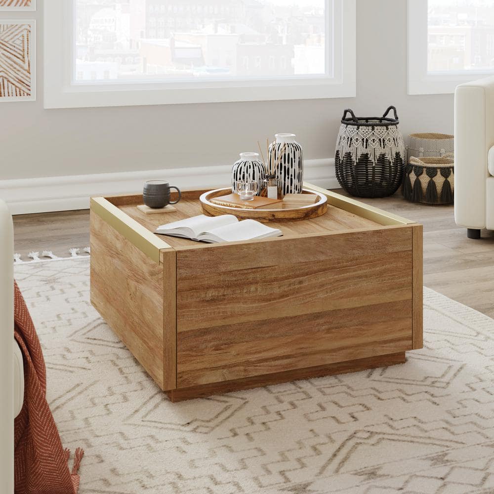 Sindoori Mango Modern Square Coffee Table with Storage