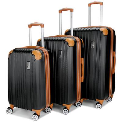 Collins 3-Piece Black Expandable Retro Spinner Luggage Set