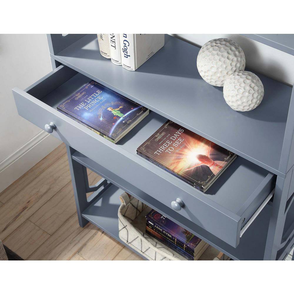 Omega Gray 5-Tier Bookcase with Spacious Drawer
