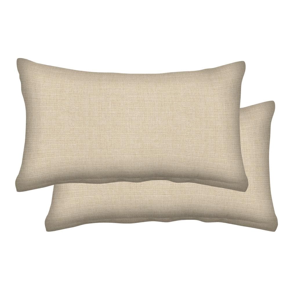 Outdoor Lumbar Toss Pillow Textured Solid Almond
