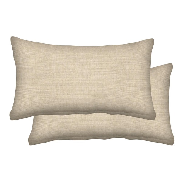 Honeycomb Outdoor Lumbar Toss Pillow Textured Solid Almond
