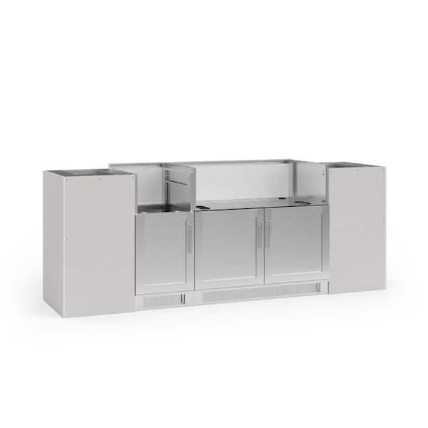 NewAge Products Outdoor Kitchen Signature Series 92.94 in. x 23.75 in. x 35.75 in. Stainless Steel 5-Piece Set with 40 in. Grill Cabinet