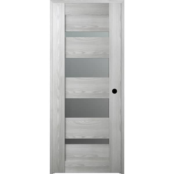 Belldinni Vona 07-01 30"x 84" Right-Hand 5-Lite Frosted Glass Solid Composite Core Ribeira Ash Wood Single Prehung Interior Door