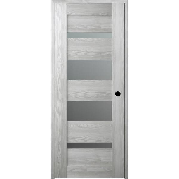 Belldinni Vona 07-01 30"x 96" Right-Hand 5-Lite Frosted Glass Solid Composite Core Ribeira Ash Wood Single Prehung Interior Door