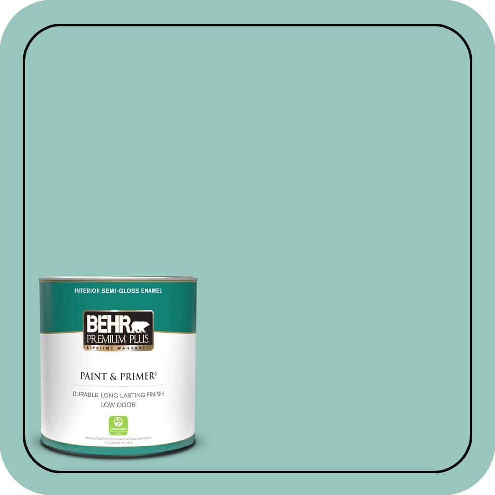 1 qt. #490D-4 Eucalyptus Leaf Semi-Gloss Enamel Low Odor Interior Paint & Primer price history on PriceWatchPro