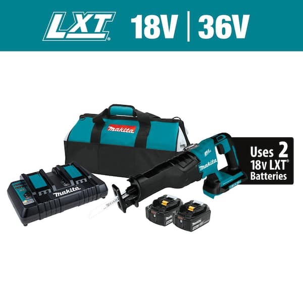 Makita 18V X2 LXT Lithium-Ion (36V) Brushless Cordless Reciprocating Saw Kit (5.0Ah) with 2 Batteries 5.0Ah and Charger