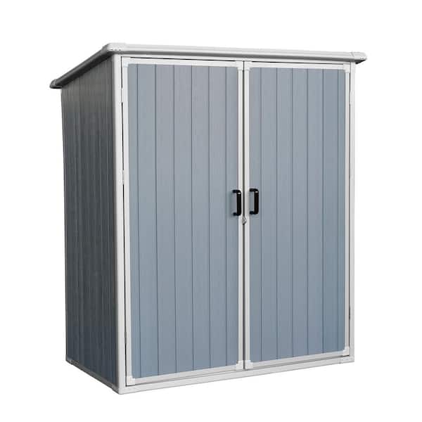 Gray 5 ft. W x 3 ft. D Outdoor Resin Storage Shed Waterproof Cabinet with Lockable Doors for Furniture (15 sq. ft.)