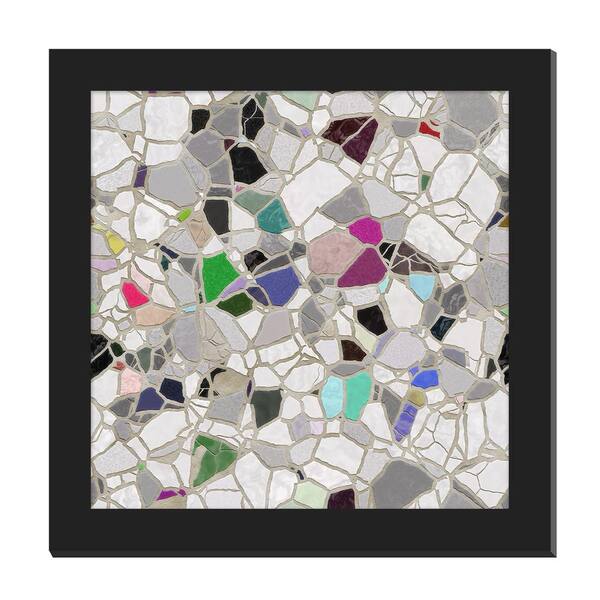 Unbranded Gallery-Grade Icy Crystalline Kaleidoscope Black Framed Acrylic Abstract Statement Wall Art 48 in. x 48 in.