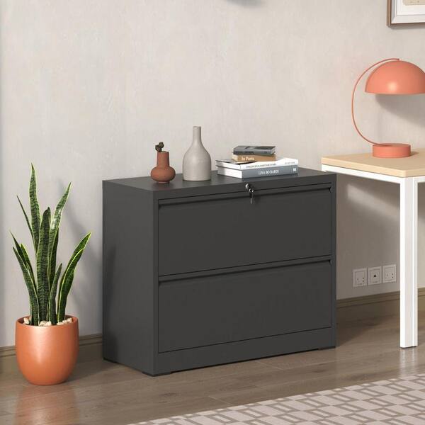 CSC DECOR INC 2-Drawer Black Metal 28.5 in. H x 35.43 in. W x