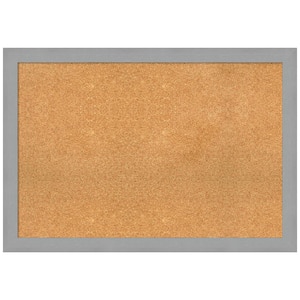 Brushed Nickel 39.38 in. x 27.38 in. Framed Corkboard Memo Board