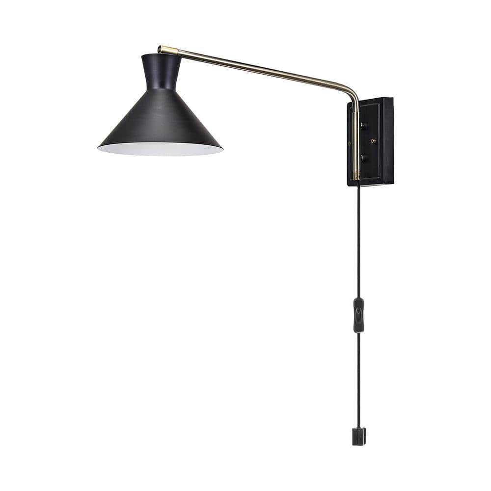 Globe Electric Waldwick 1Light Matte Black PlugIn or Hardwire Wall