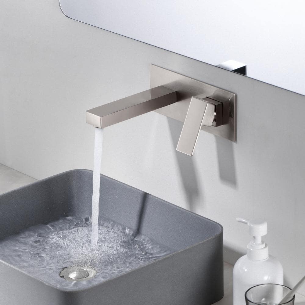 Brushed Nickel Single Handle Wall Mount Bathroom Faucet