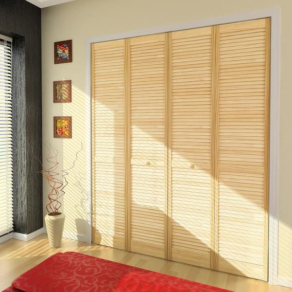 Frameport 30 in. x 80 in. Classic Louver/Louver Solid Wood Clear