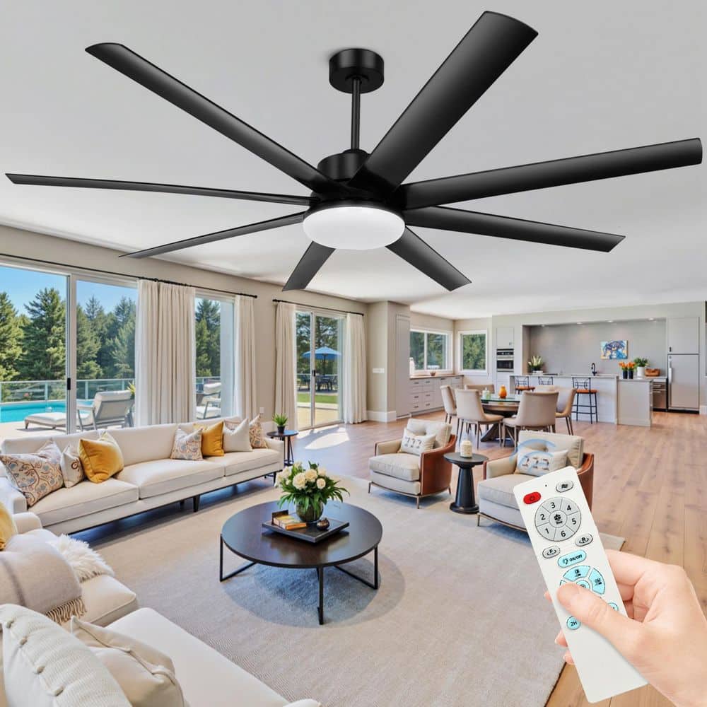 72 Inch Aluminium Blade Ceiling Fans With Lights And Remote, Outdoor Ceiling Fans For Patio Living Room With Quiet DC Motor, 6 Speed Reversible, 3